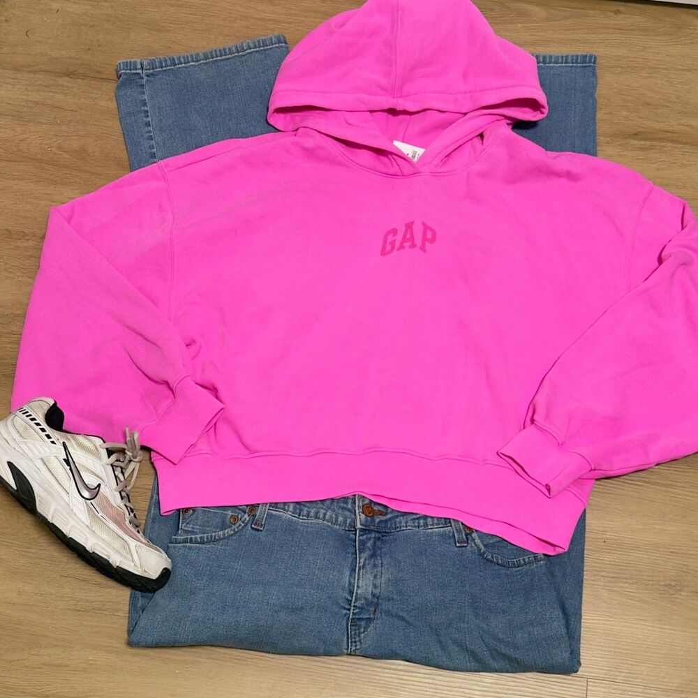 Sporty Chic Hot Pink GAP Oversized Cropped Hoodie